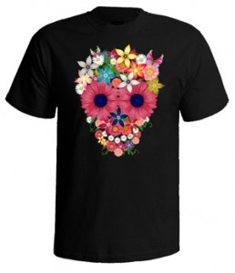 تی شرت خنده دار طرح skull flowers