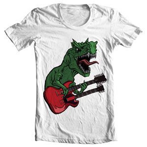تی شرت فانتزی طرح dinosaur and guitar