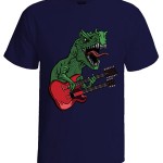 خرید تی شرت فانتزی طرح dinosaur and guitar