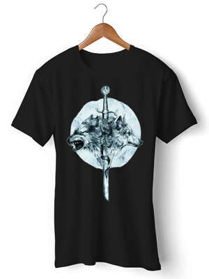 تی شرت طرح گرافیکی گرگ wolf sword