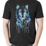 تی شرت حیوانات طرح watercolor wolf