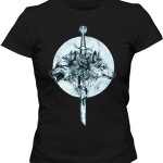 تی شرت زنانه طرح گرافیکی گرگ wolf sword
