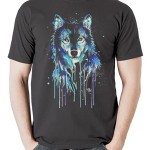 تی شرت حیوانات طرح watercolor wolf