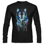 تی شرت آستین بلند حیوانات طرح watercolor wolf