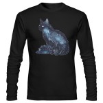 تی شرت آستین بلند حیوانات طرح گربه Watercolor Galaxy