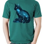 تی شرت حیوانات طرح گربه Watercolor Galaxy