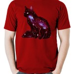 تی شرت حیوانات طرح گربه Watercolor Galaxy